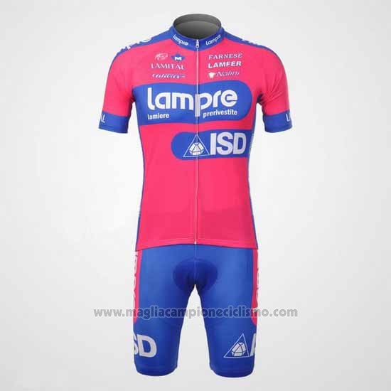 2012 Abbigliamento Ciclismo Lampre ISD Rosa e Celeste Manica Corta e Salopette